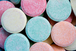 Closeup of antacid tablets
