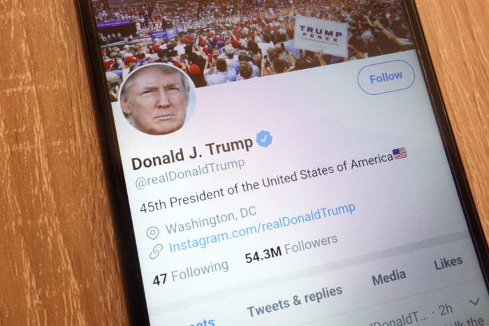 donald trump president twitter page on smartphone
