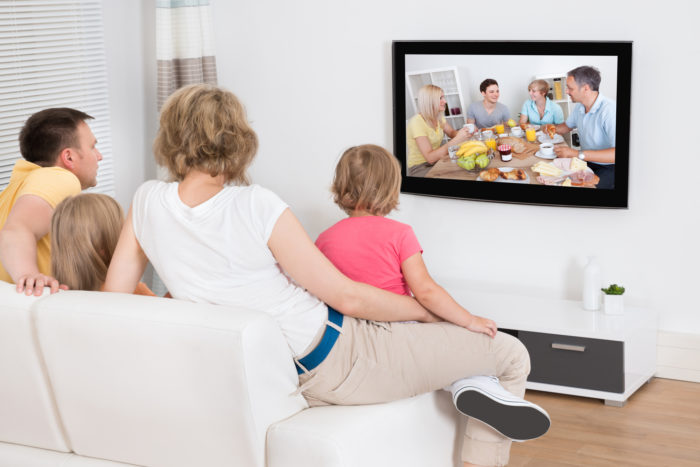family watching cable TV