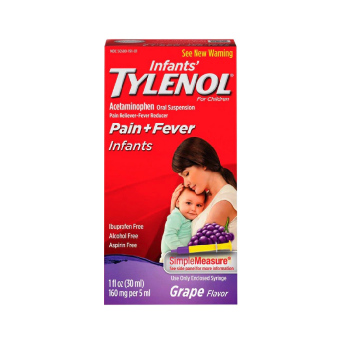 infant tylenol fever and pain reducer