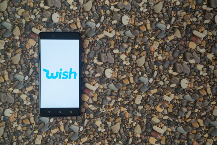 wish app on smartphone