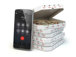 Call for pizza on cell phone