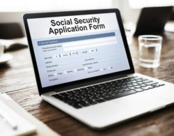 Social security form on laptop