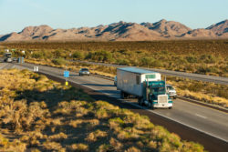 Truck on a desert road