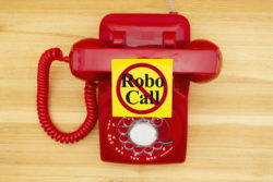 Red phone with no robocall sticky note