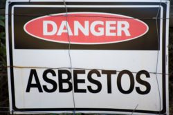 "Danger Asbestos" sign