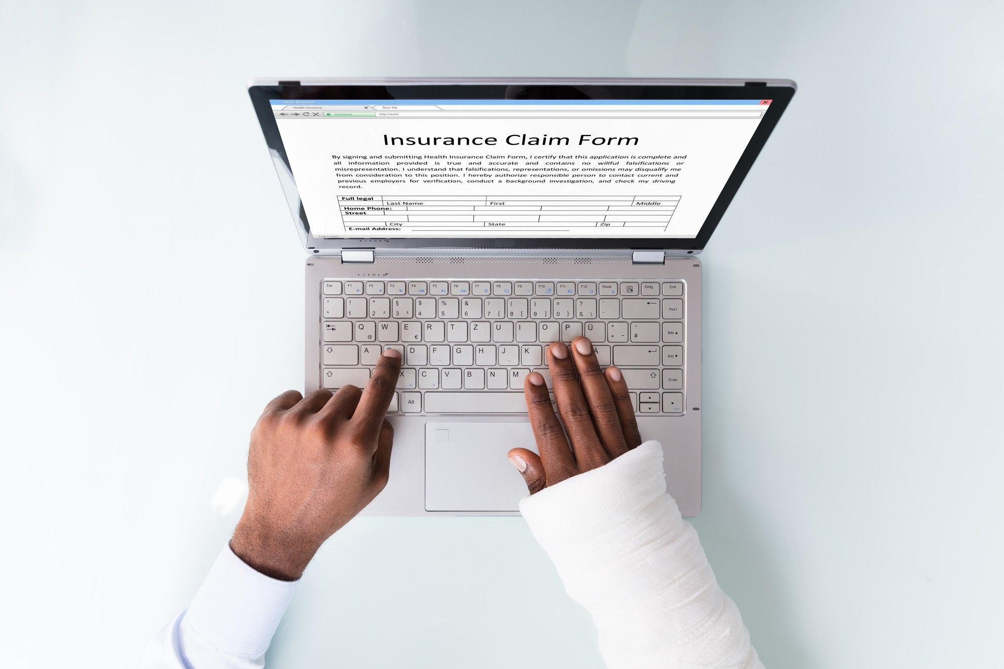 Filing out insurance claim form online