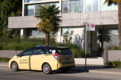 Vancouver taxi parked regarding lawsuit to overturn ride-hailing services