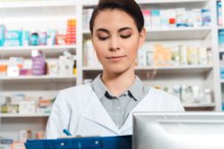 female pharmacist working