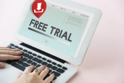 Free trial logo on laptop