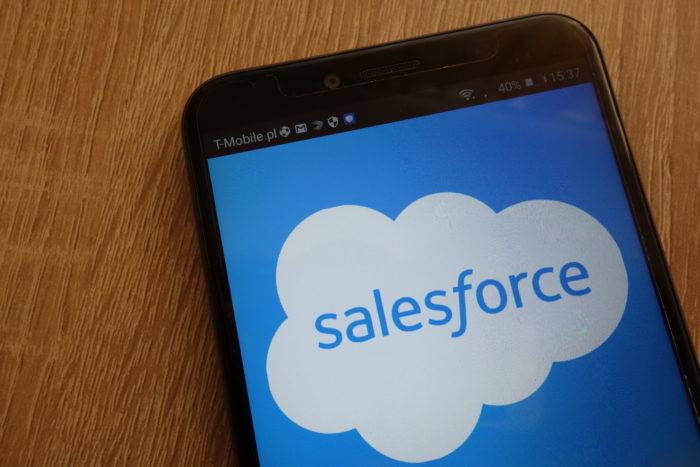 salesforce app open on smartphone