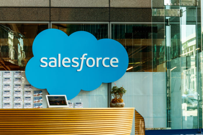 salesforce logo in office