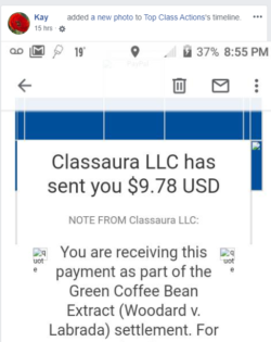 Green Coffee settlement check