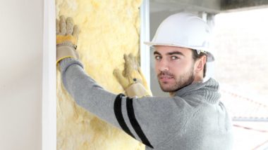 Man installs insulation asbestos