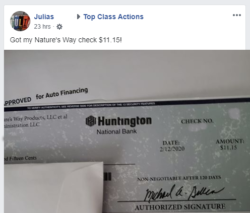 Nature's Way settlement check