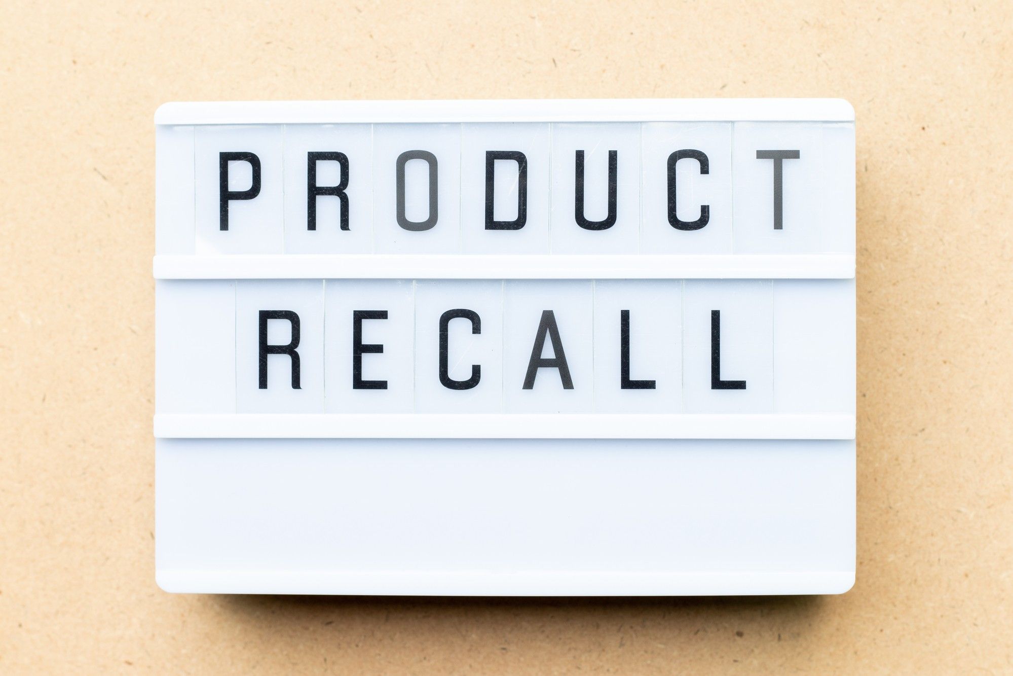 Product recall sign regarding the hazardous consumer products recalled by Health Canada