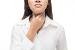Woman with a sore throat