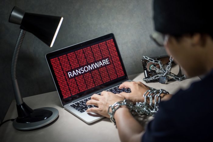 hacker setting up ransomware attack