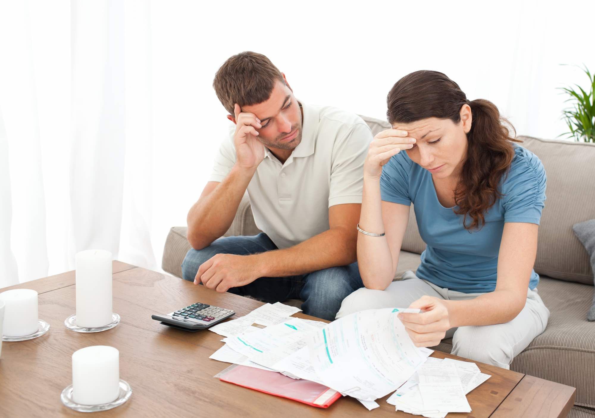 stressed couple doing finances