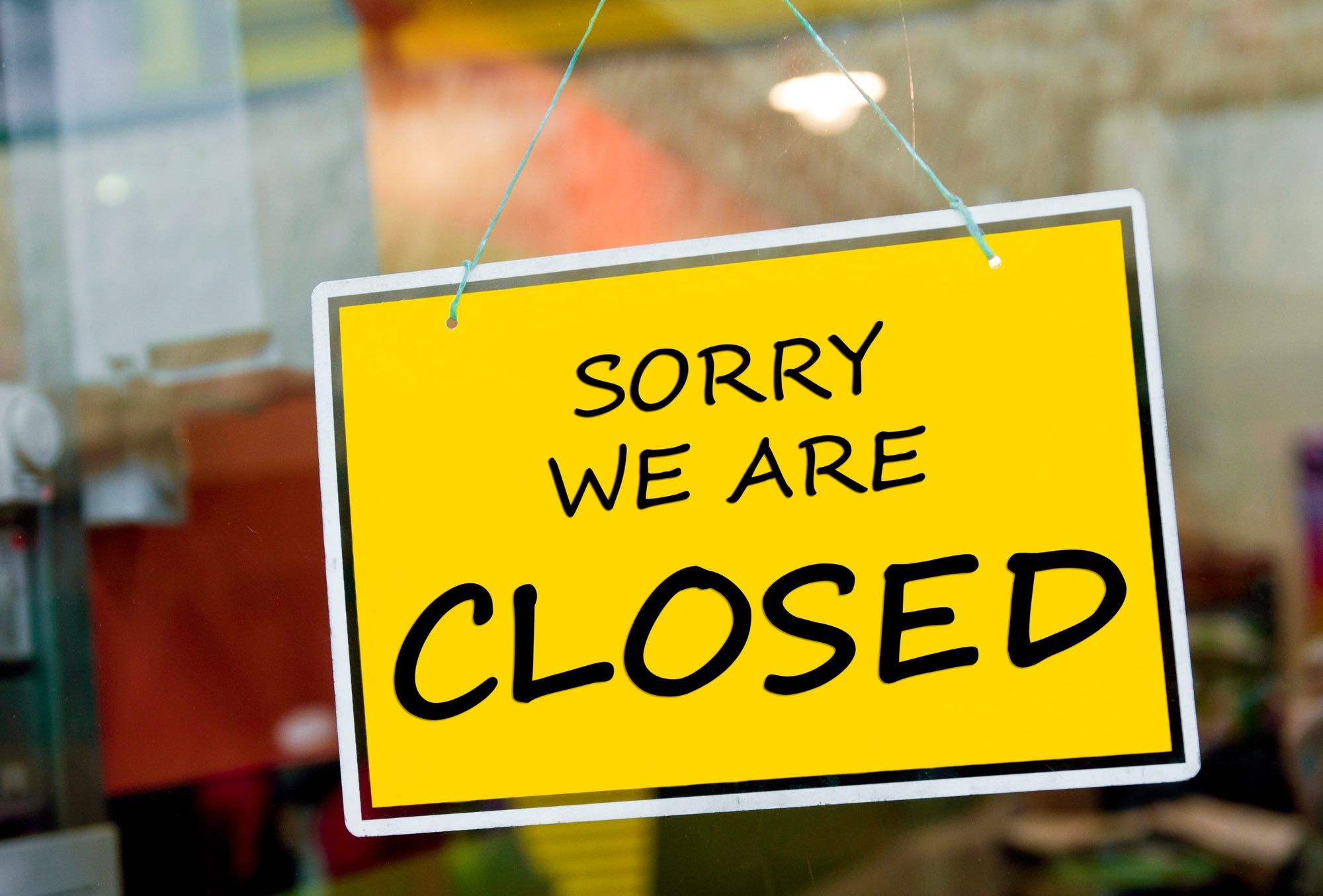 Business interruption restaurant closed sign