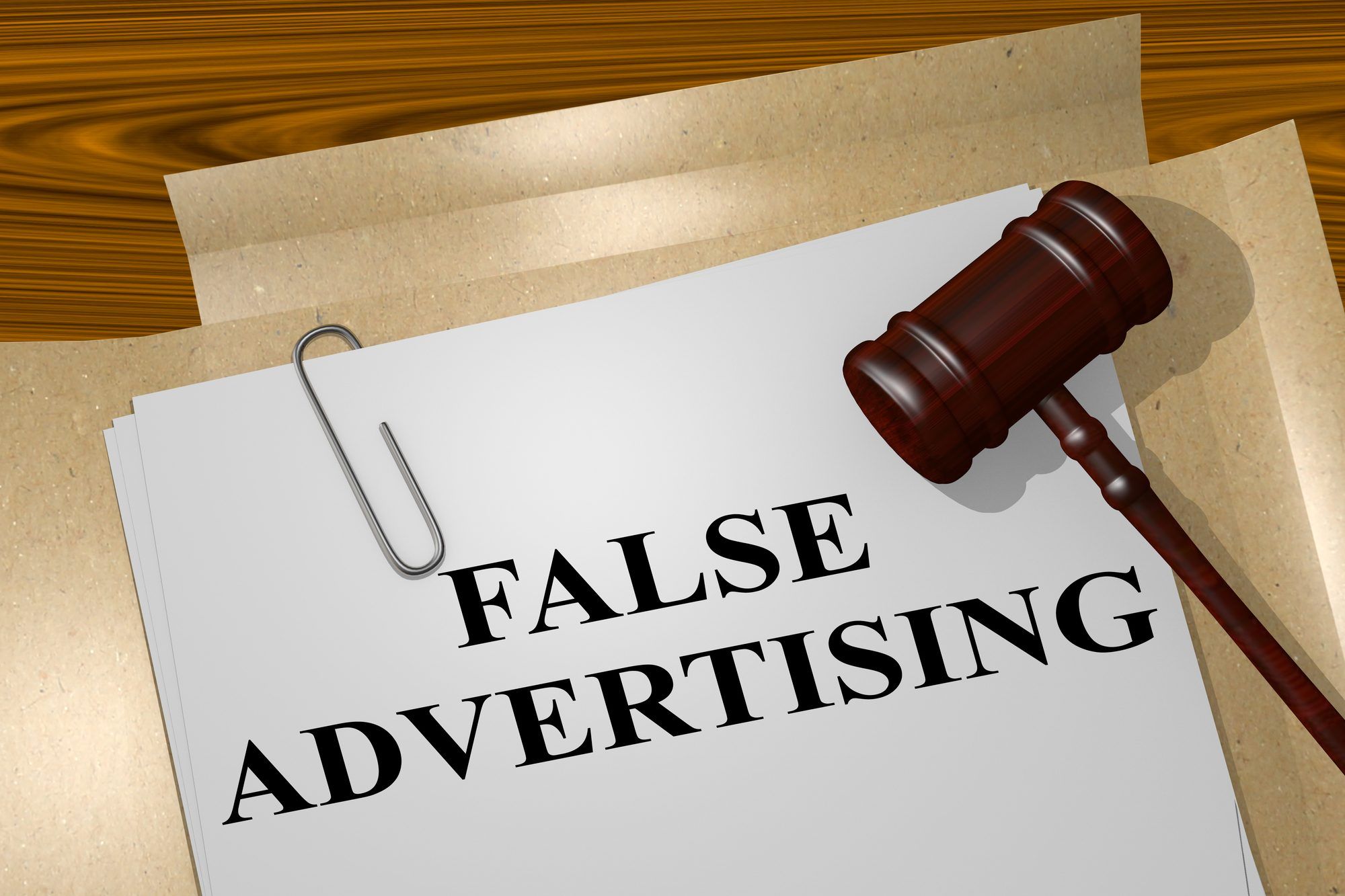 false advertising case with gavel