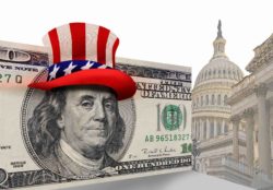 Uncle Sam on money concept for Wells Fargo Banking
