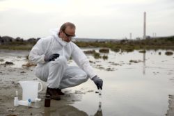 Ametek worker examining toxic waste - el cajon - waste materials - ametek contamination