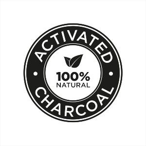"Activated Charcoal, 100% Natural" logo