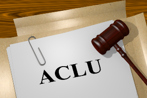 Gavel and file with piece of paper that says "ACLU"