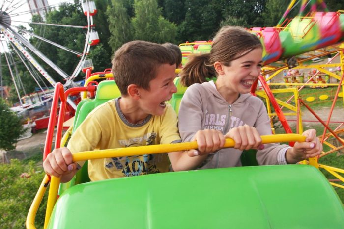 kids riding rollercoaster at Legoland