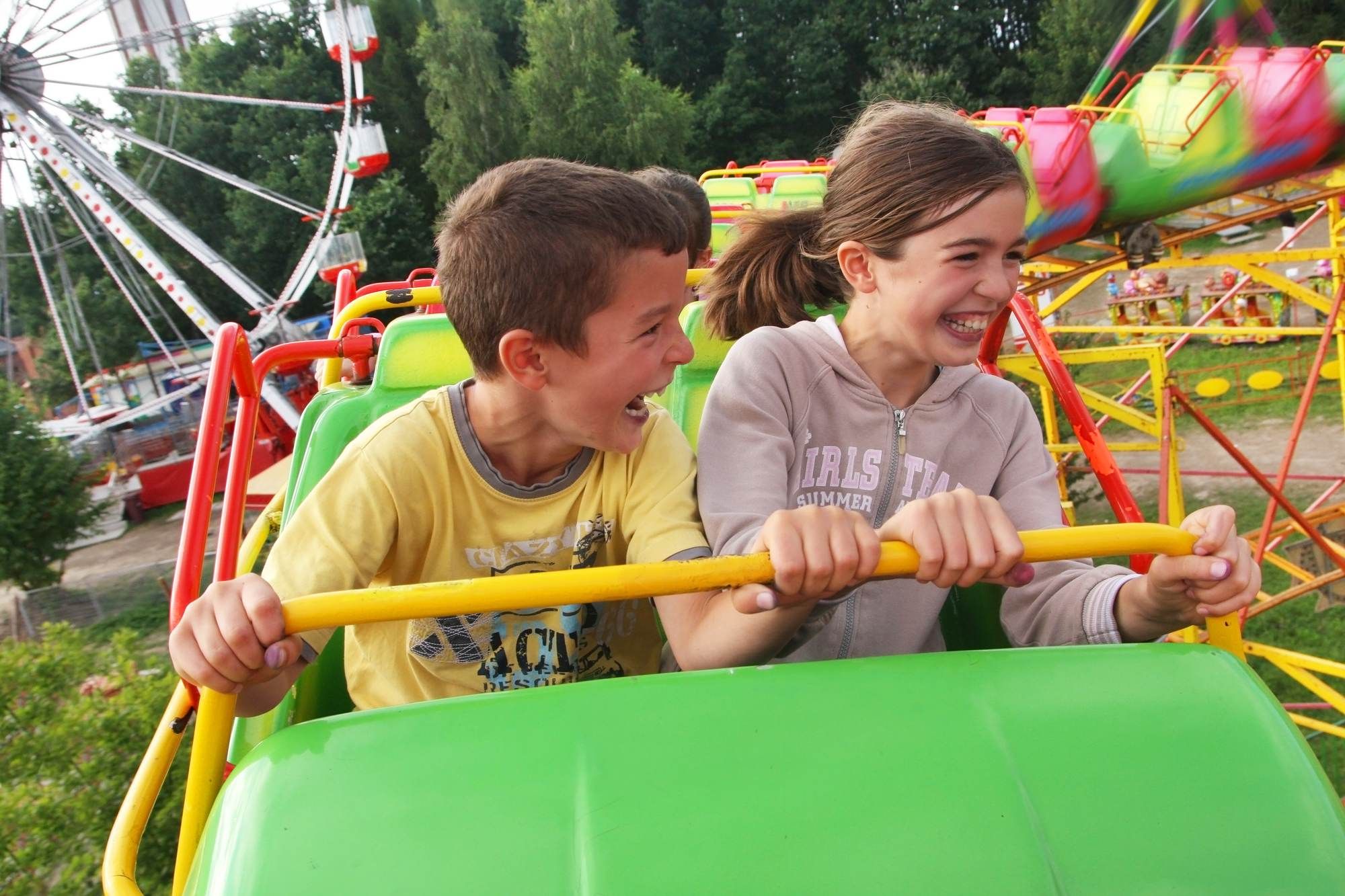 kids riding rollercoaster at Legoland
