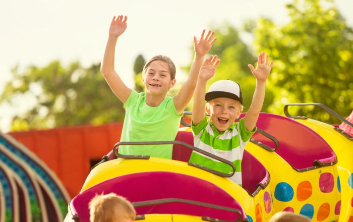 kids on roller coaster at Legoland