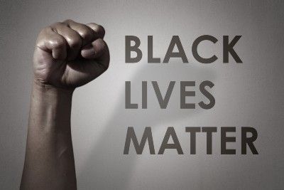 Black Lives Matter graphic with raised fist