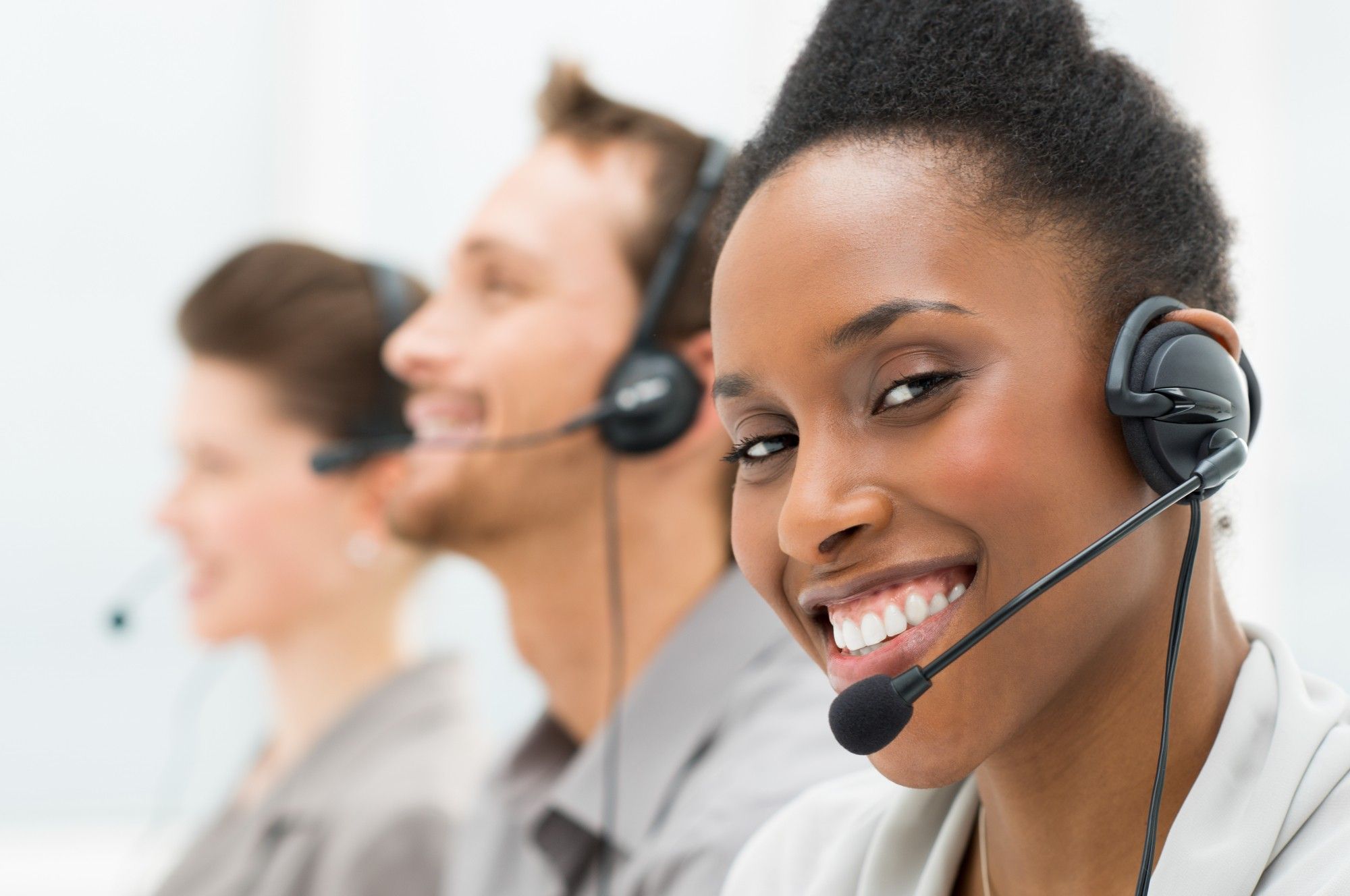 Happy call center employees