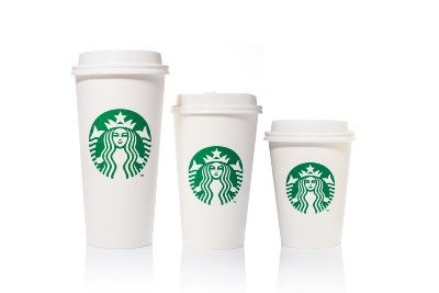 Starbucks coffee coffee cups in main three sizes