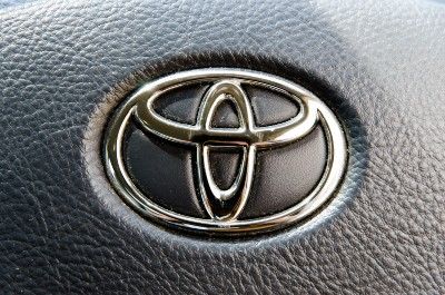 Toyota logo on steering wheel