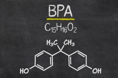 Graphic of BPA chemical compound on blackboard