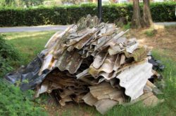Asbestos stacked outdoors