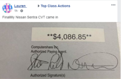 Nissan settlement payment check