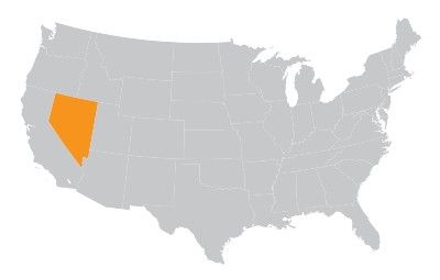 Grey U.S. map with Nevada colored in orange - Nevada voters