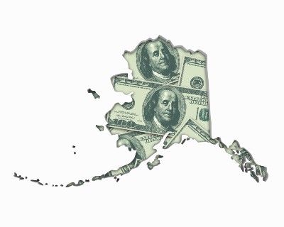 Map of Alaska made of U.S. $100 bills - sales tax