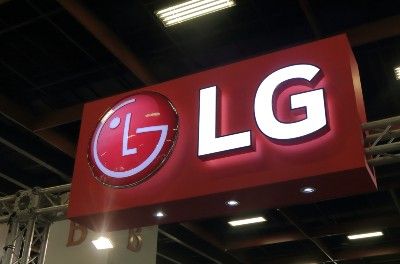 LG logo on lighted sign - LG Electronics refrigerators