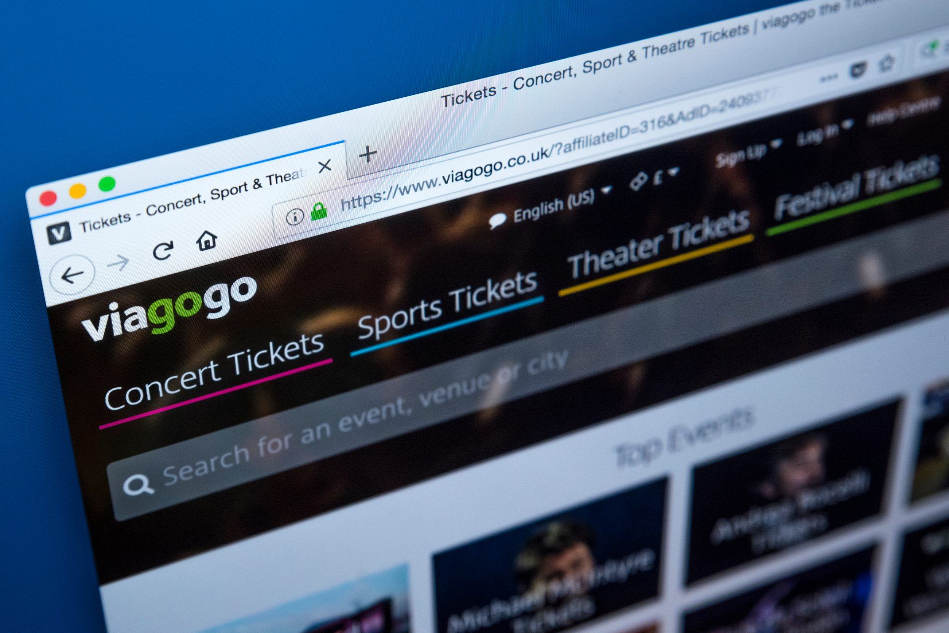 Viagogo website is shown in a browser - Viagogo refund