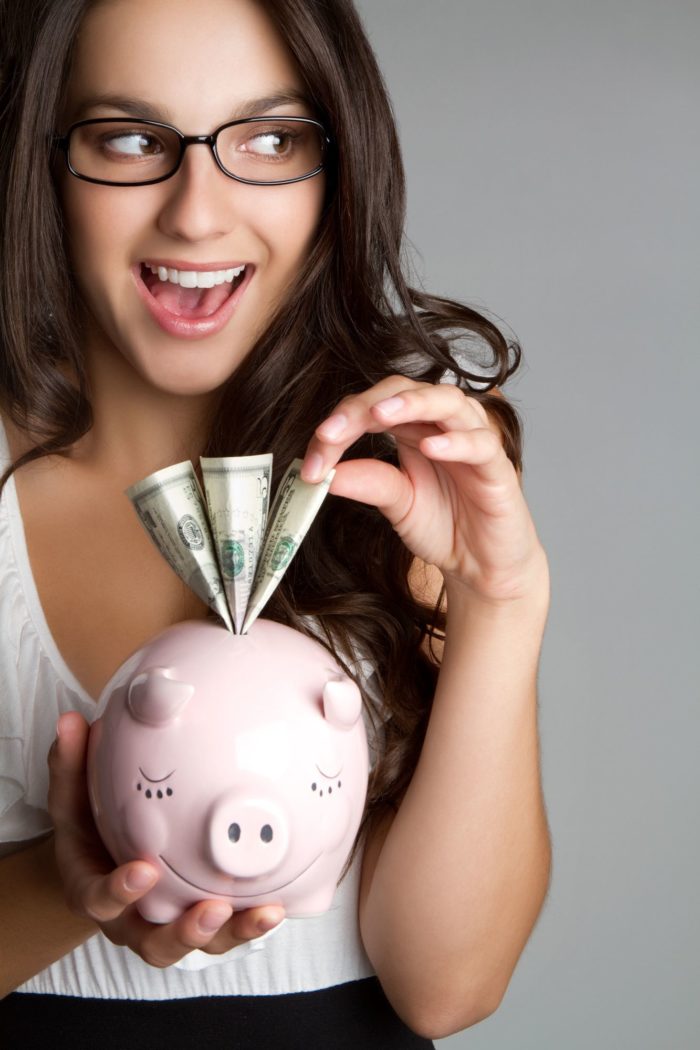 woman saving money from class action rebates