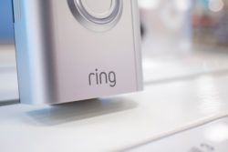 A Ring video doorbell on display in a store - Ring video doorbells allegedly store facial recognition data, privacy law