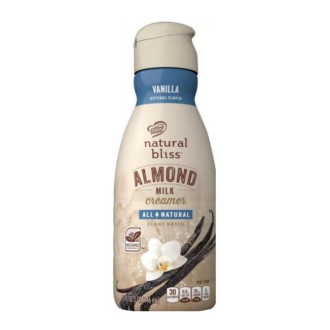 a bottle of Coffee mate natural bliss almond milk creamer