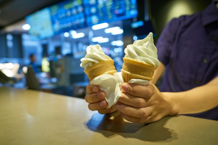 two McDonald's ice cream cones