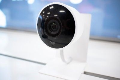 A Google Nest camera on display - home security system installation