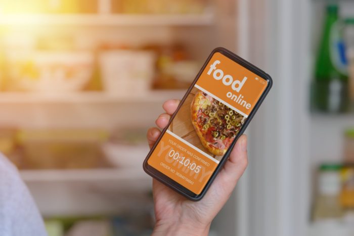 smartphone with app for food delivery