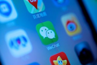 The WeChat app is shown among other apps on a smartphone screen - tiktok ban